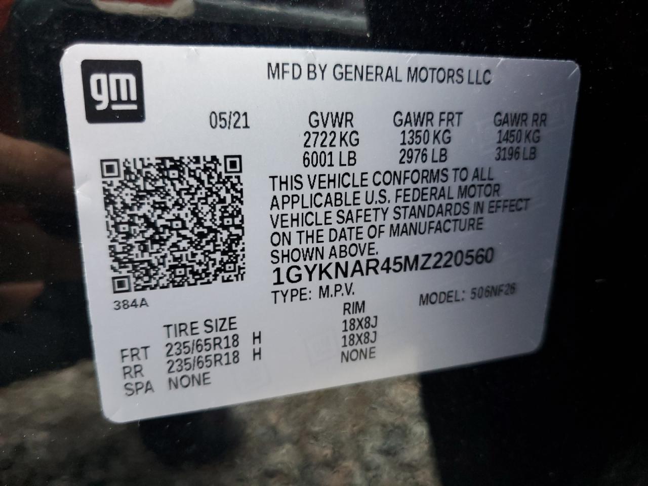 2021 Cadillac Xt5 Luxury VIN: 1GYKNAR45MZ220560 Lot: 82303375