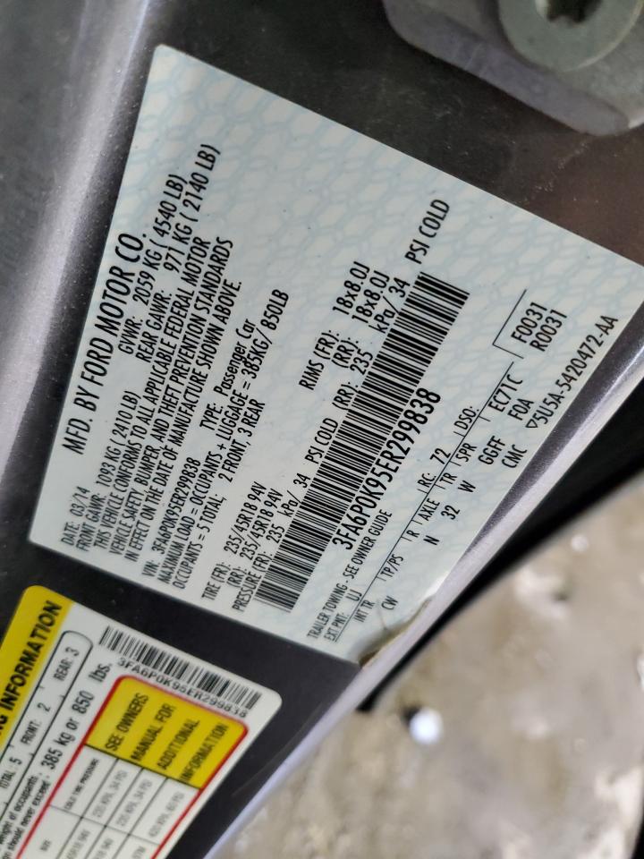 2014 Ford Fusion Titanium VIN: 3FA6P0K95ER299838 Lot: 85704225