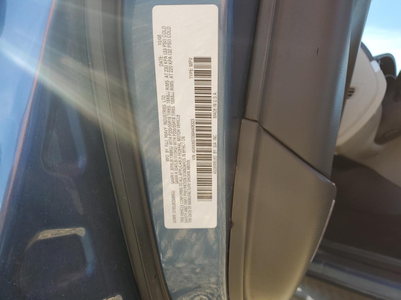 2009 Subaru Tribeca Limited VIN: 4S4WX97D894406323 Lot: 85726865