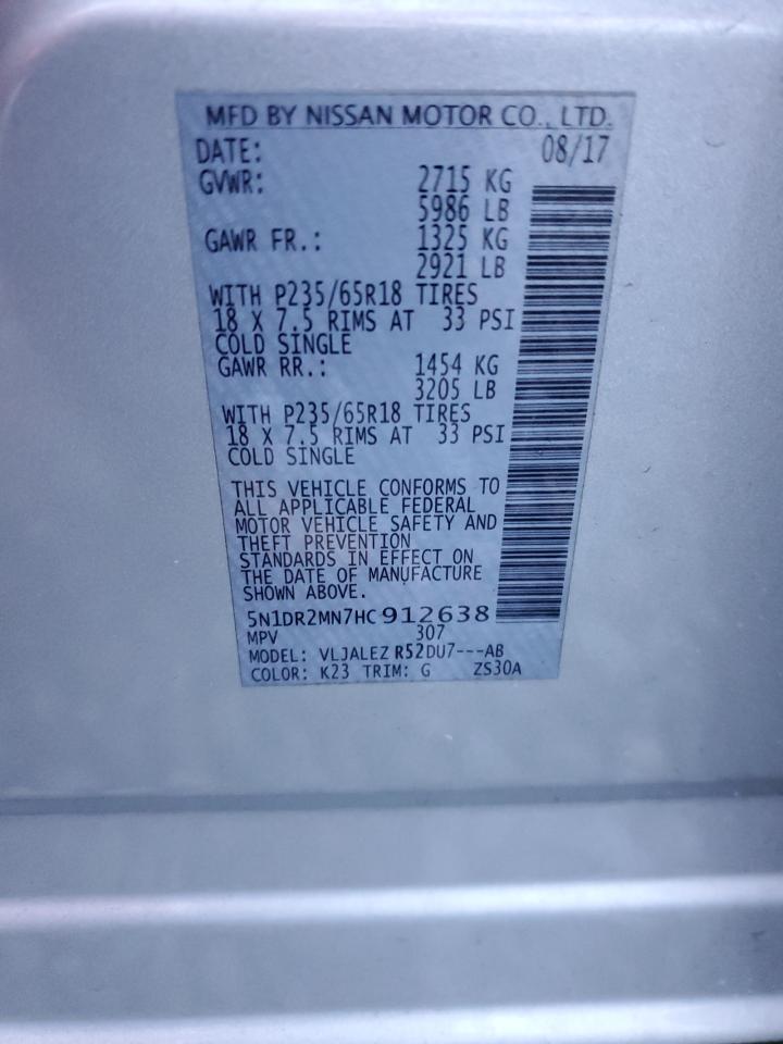 2017 Nissan Pathfinder S VIN: 5N1DR2MN7HC912638 Lot: 86040225