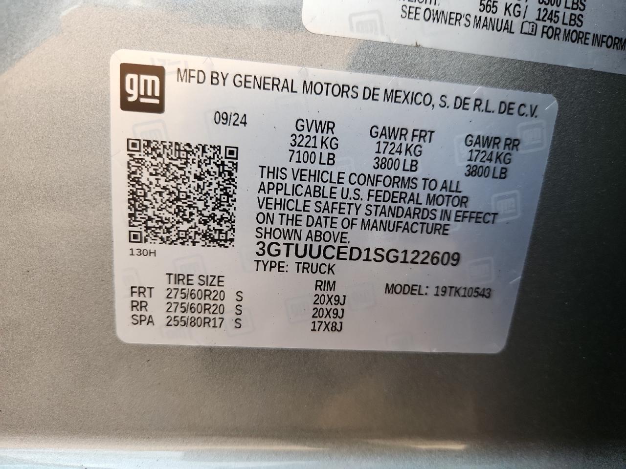 2025 GMC Sierra K1500 Elevation VIN: 3GTUUCED1SG122609 Lot: 90906245