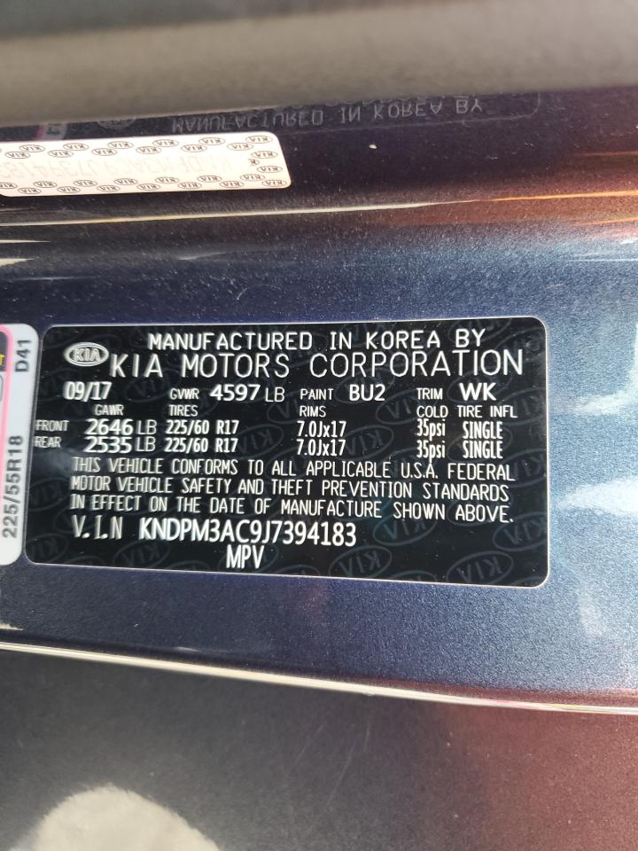 2018 Kia Sportage Lx VIN: KNDPM3AC9J7394183 Lot: 84911305