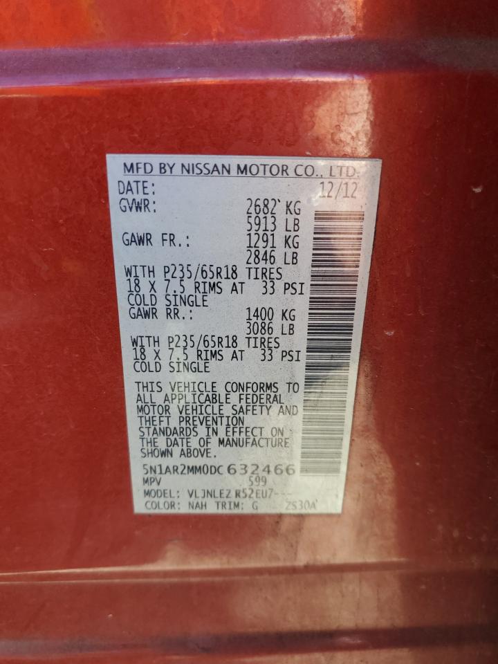 2013 Nissan Pathfinder S VIN: 5N1AR2MM0DC632466 Lot: 87478075