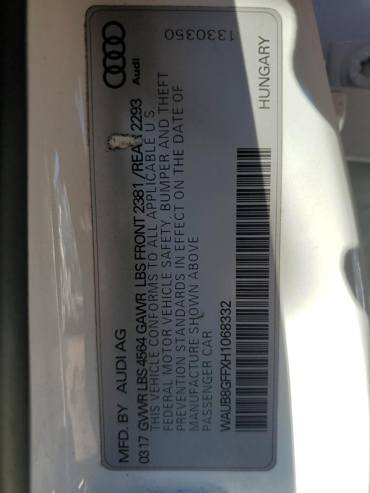 2017 Audi A3 Premium VIN: WAUB8GFFXH1068332 Lot: 87449395