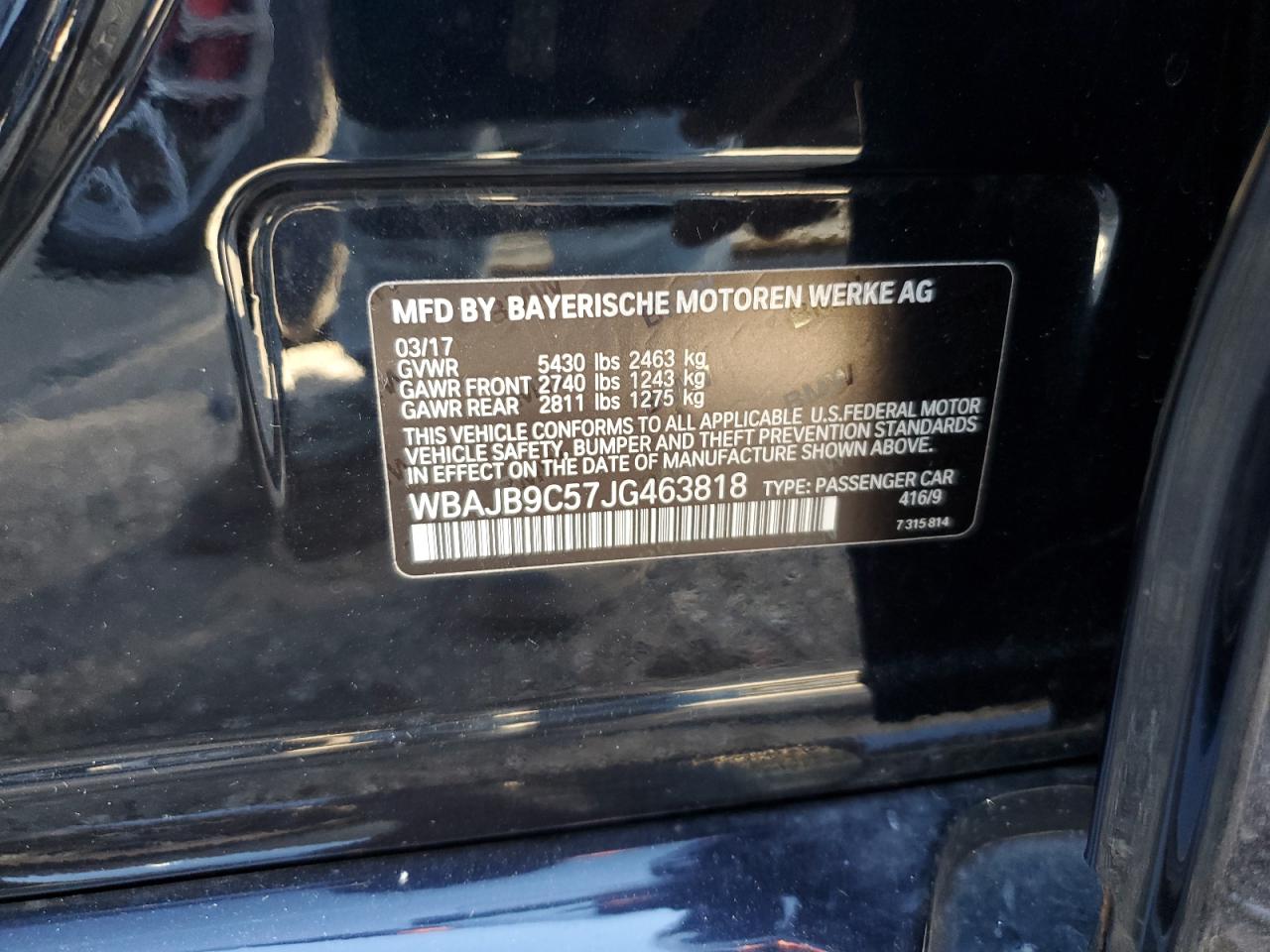 2018 BMW M550Xi VIN: WBAJB9C57JG463818 Lot: 86098125