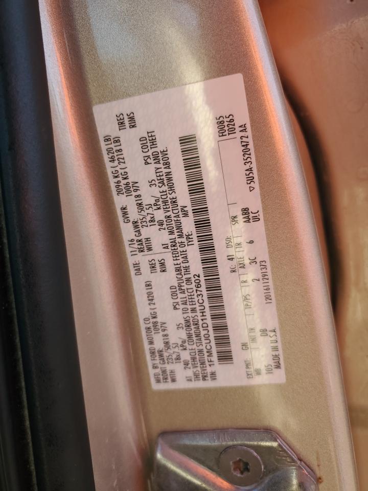 2017 Ford Escape Titanium VIN: 1FMCU0JD1HUC37602 Lot: 82491075