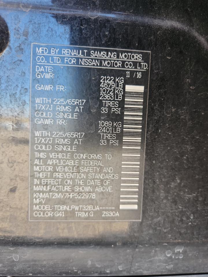 2017 Nissan Rogue S VIN: KNMAT2MV7HP522978 Lot: 80816855