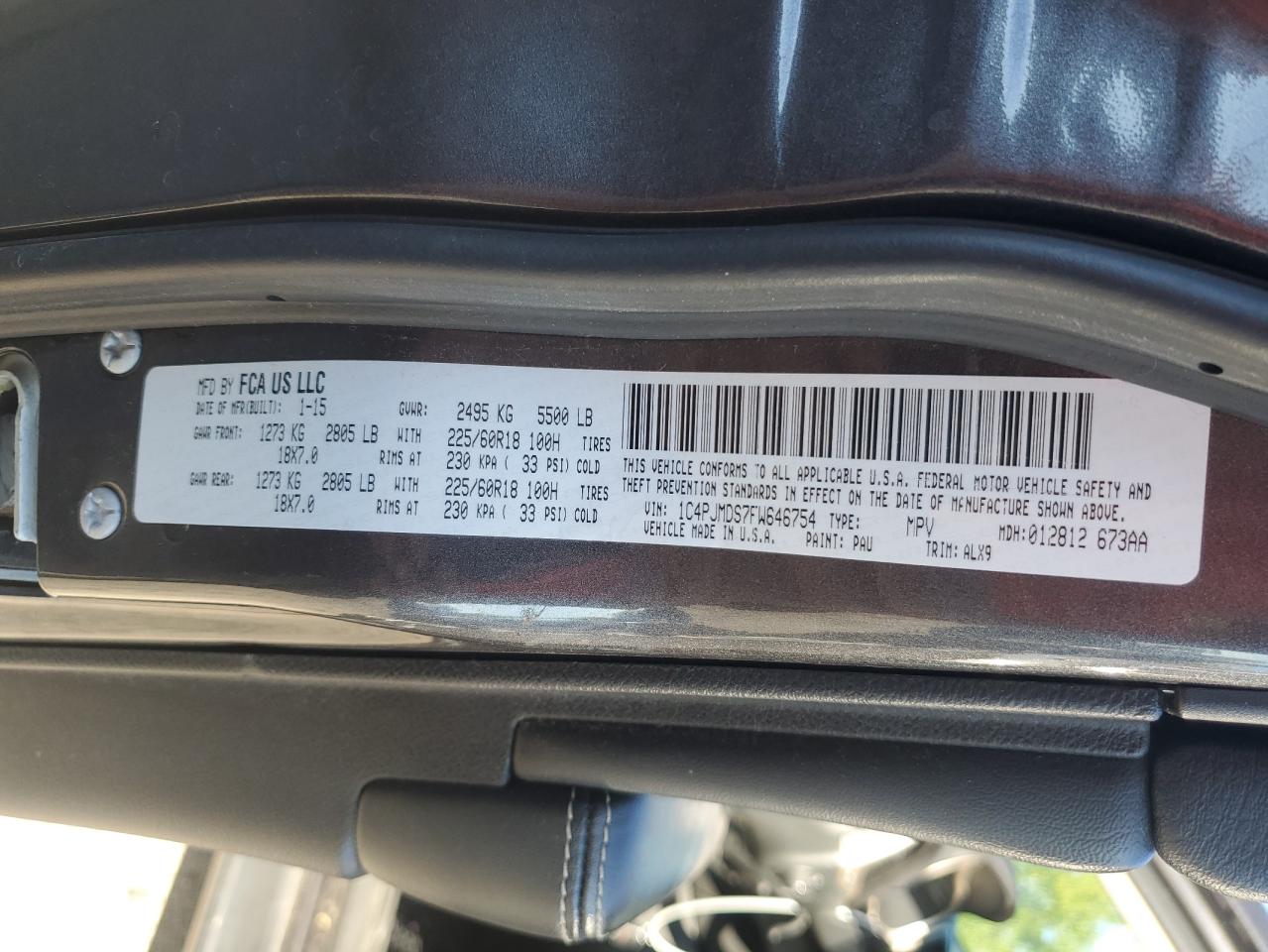 2015 Jeep Cherokee Limited VIN: 1C4PJMDS7FW646754 Lot: 82528735