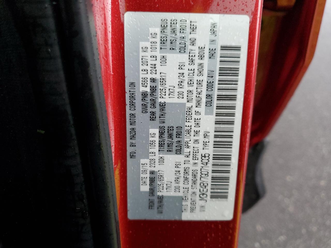 2016 Mazda Cx-5 Sport VIN: JM3KE4BY7G0714035 Lot: 85599685