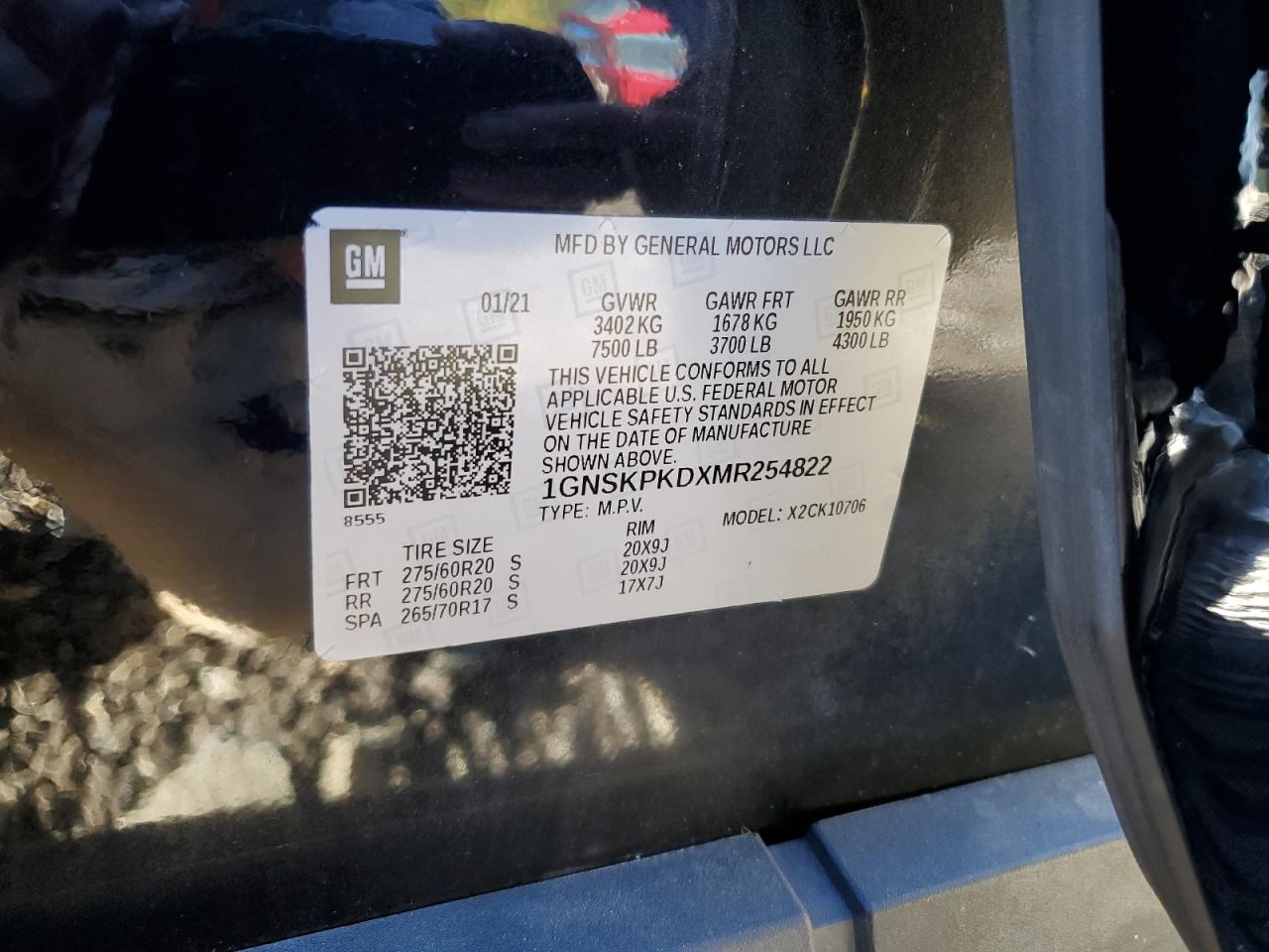 2021 Chevrolet Tahoe K1500 Z71 VIN: 1GNSKPKDXMR254822 Lot: 82386065