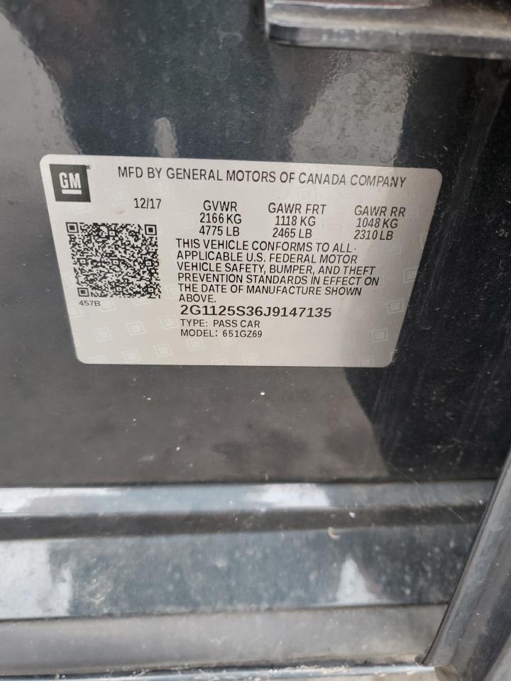 2018 Chevrolet Impala Premier VIN: 2G1125S36J9147135 Lot: 85540735