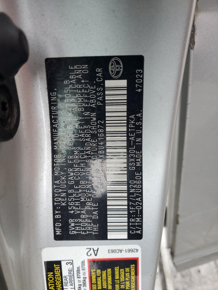 2011 Toyota Avalon Base VIN: 4T1BK3DBXBU416872 Lot: 89669135