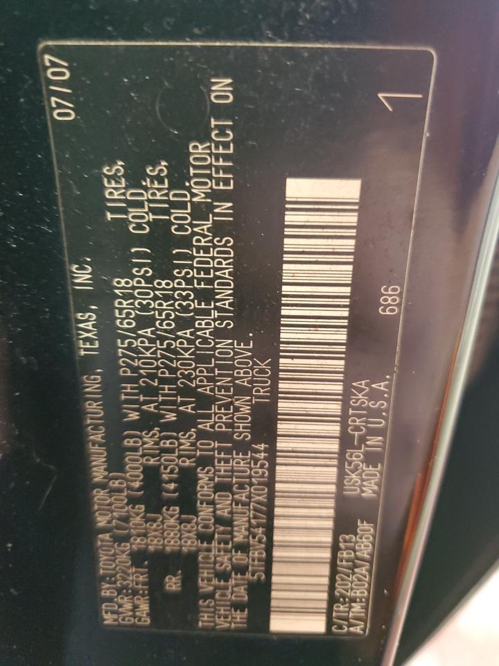 2007 Toyota Tundra Double Cab Sr5 VIN: 5TFBV54177X019544 Lot: 84948025