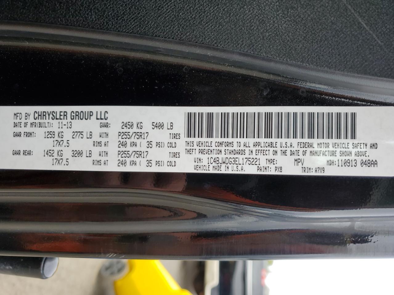 2014 Jeep Wrangler Unlimited Sport VIN: 1C4BJWDG3EL175221 Lot: 86885295