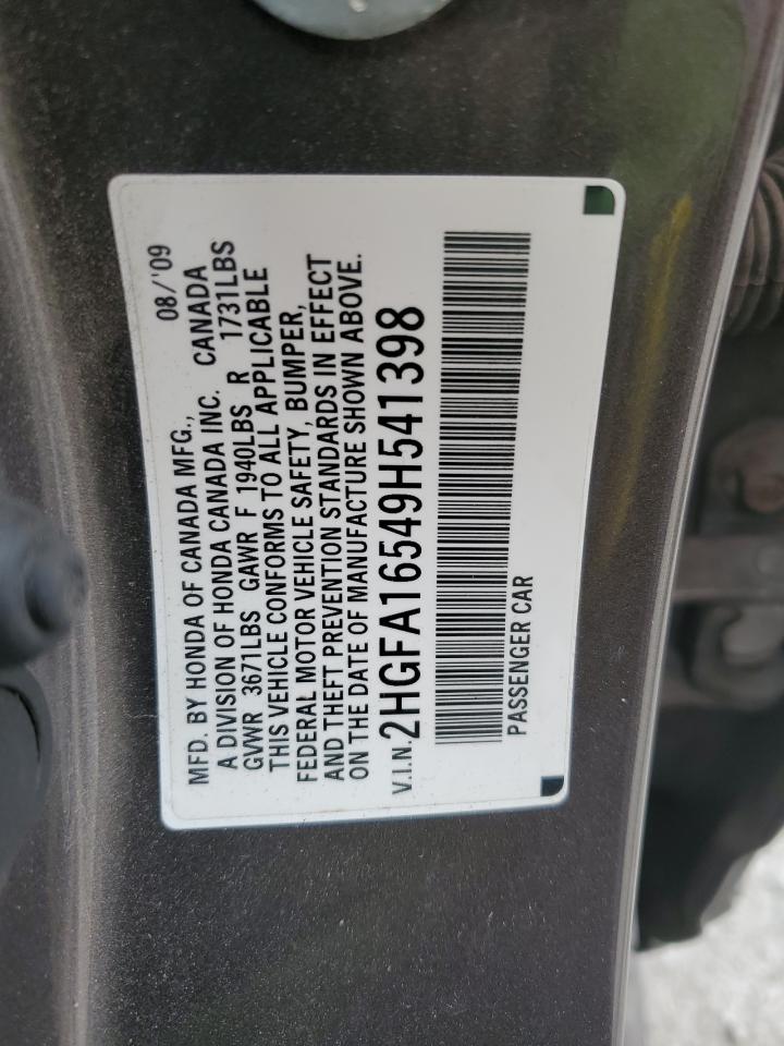 2009 Honda Civic Lx VIN: 2HGFA16549H541398 Lot: 86159395