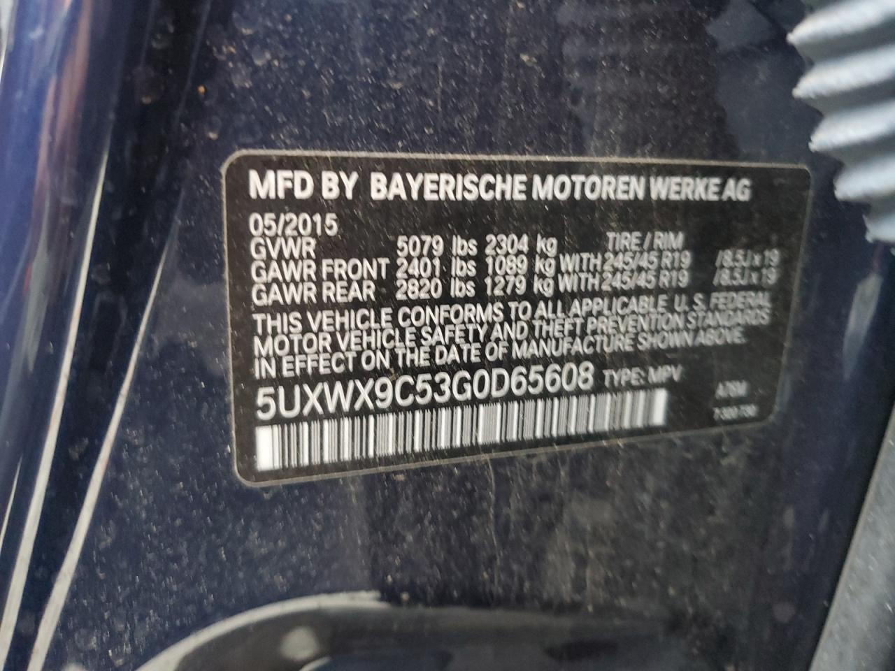 2016 BMW X3 xDrive28I VIN: 5UXWX9C53G0D65608 Lot: 85266815