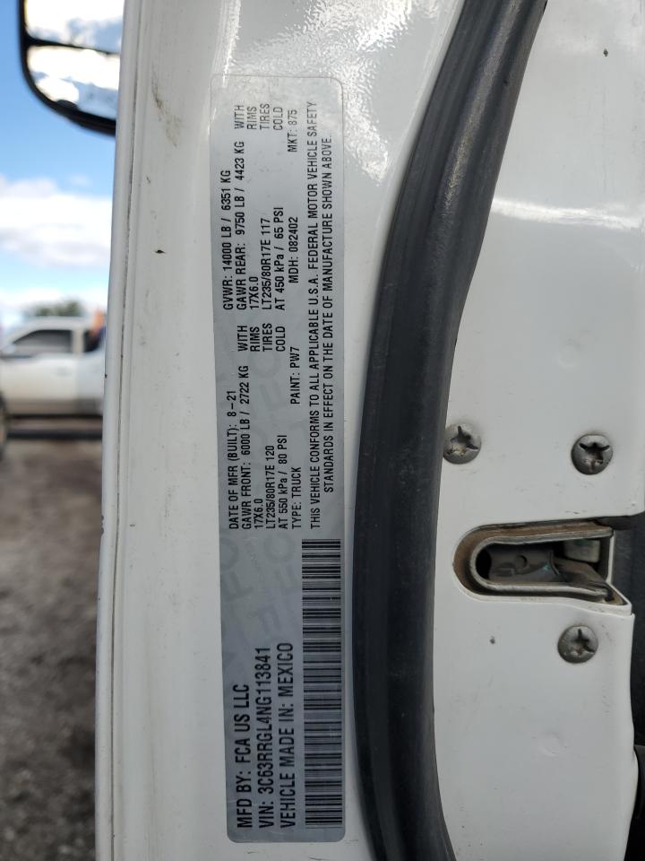 2022 Ram 3500 Tradesman VIN: 3C63RRGL4NG113841 Lot: 85505635