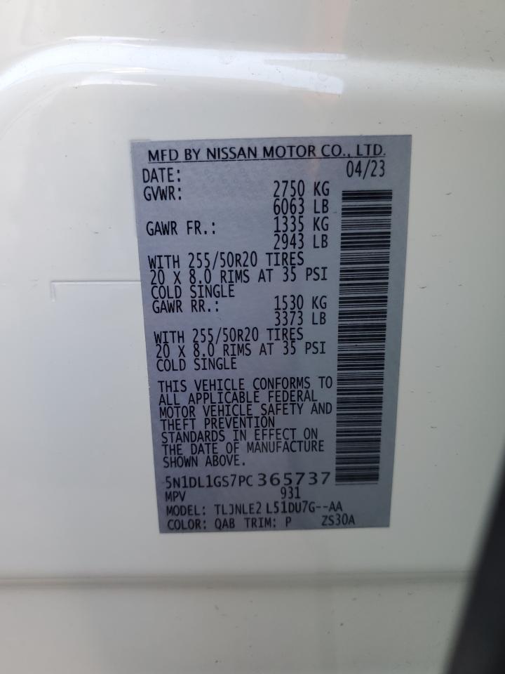 2023 Infiniti Qx60 Sensory VIN: 5N1DL1GS7PC365737 Lot: 81941155