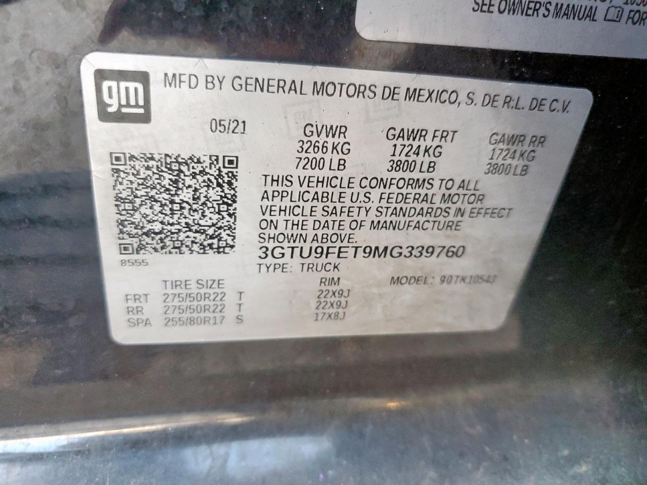 2021 GMC Sierra K1500 Denali VIN: 3GTU9FET9MG339760 Lot: 85701825