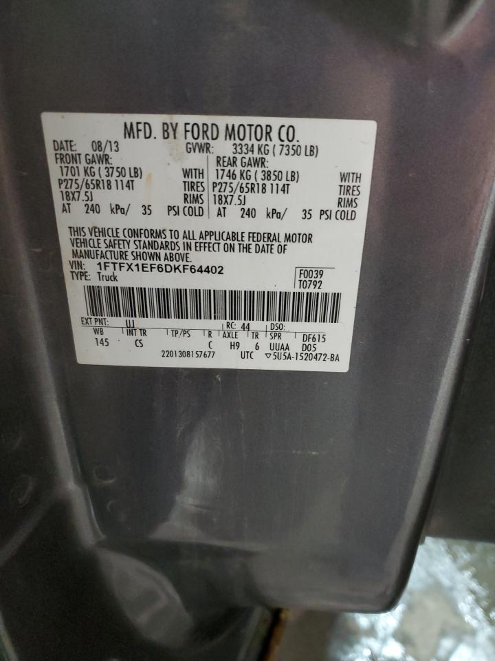 2013 Ford F150 Super Cab VIN: 1FTFX1EF6DKF64402 Lot: 85831705