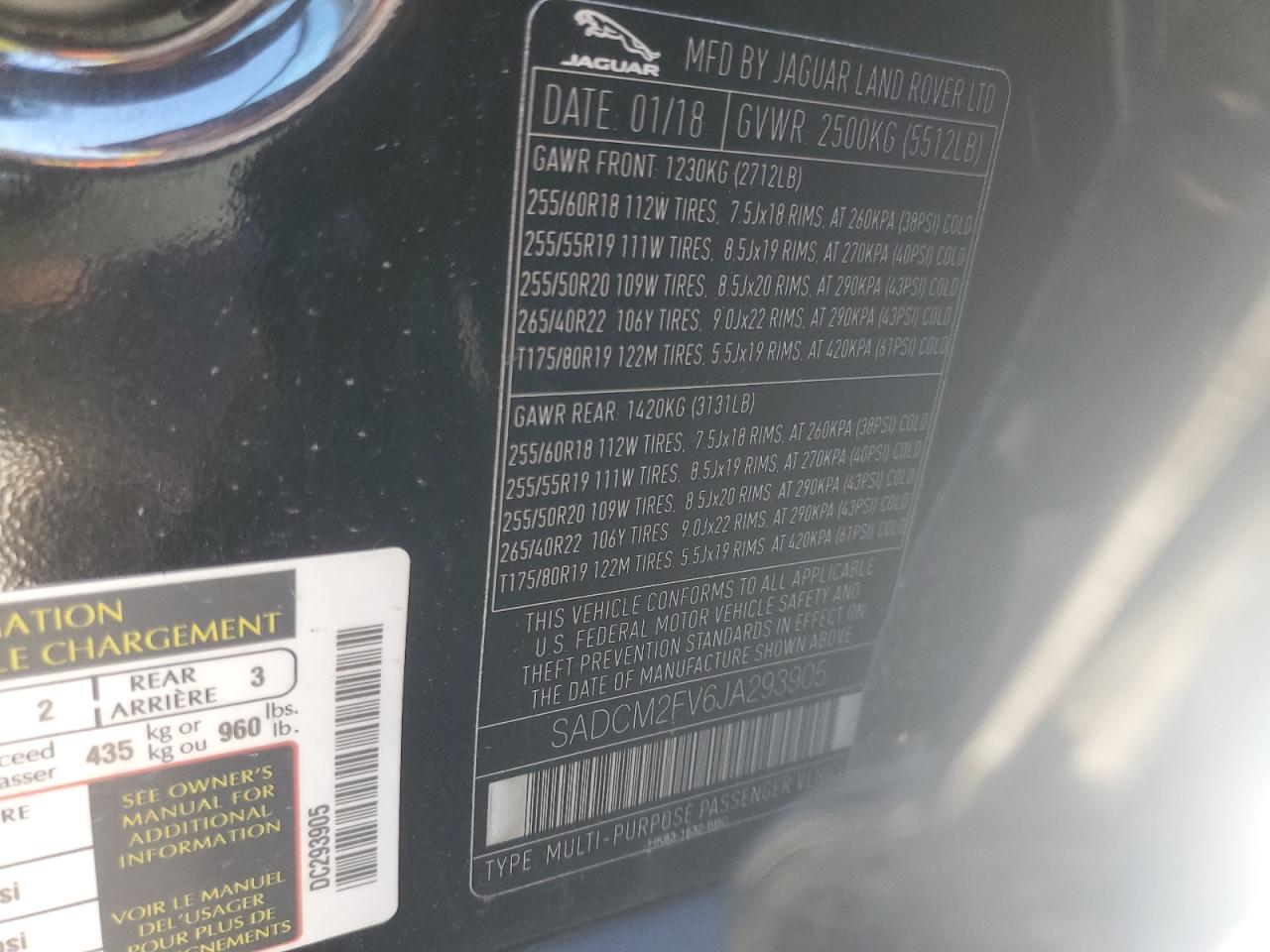 2018 Jaguar F-Pace S VIN: SADCM2FV6JA293905 Lot: 82421465