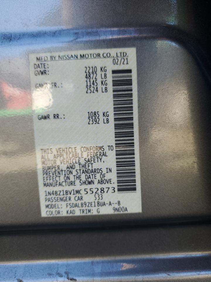 2021 Nissan Leaf S Plus VIN: 1N4BZ1BV1MC552873 Lot: 82682035