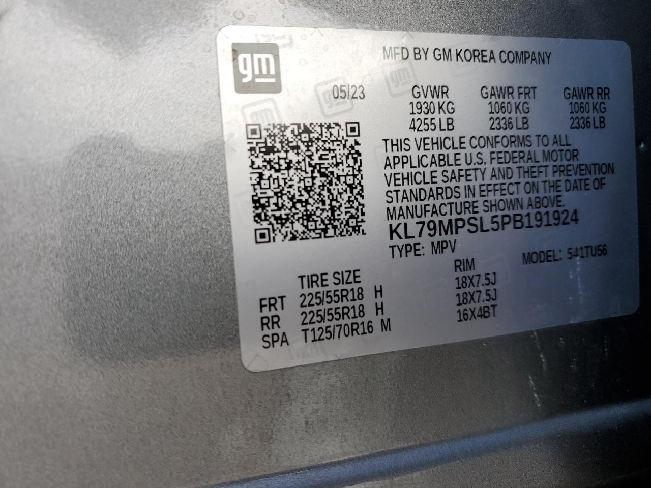 2023 Chevrolet Trailblazer Lt VIN: KL79MPSL5PB191924 Lot: 84952195