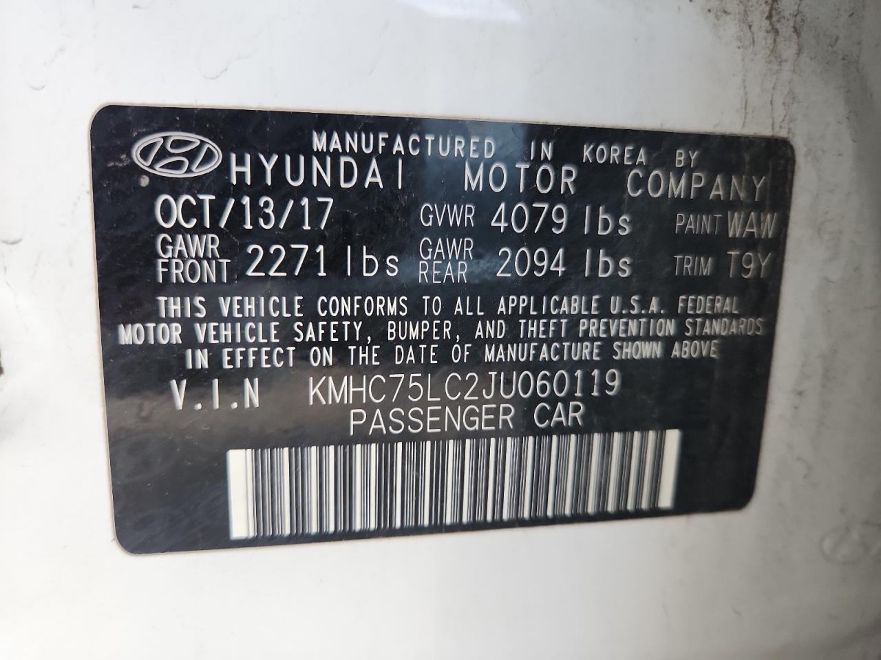 2018 Hyundai Ioniq Sel VIN: KMHC75LC2JU060119 Lot: 86105525