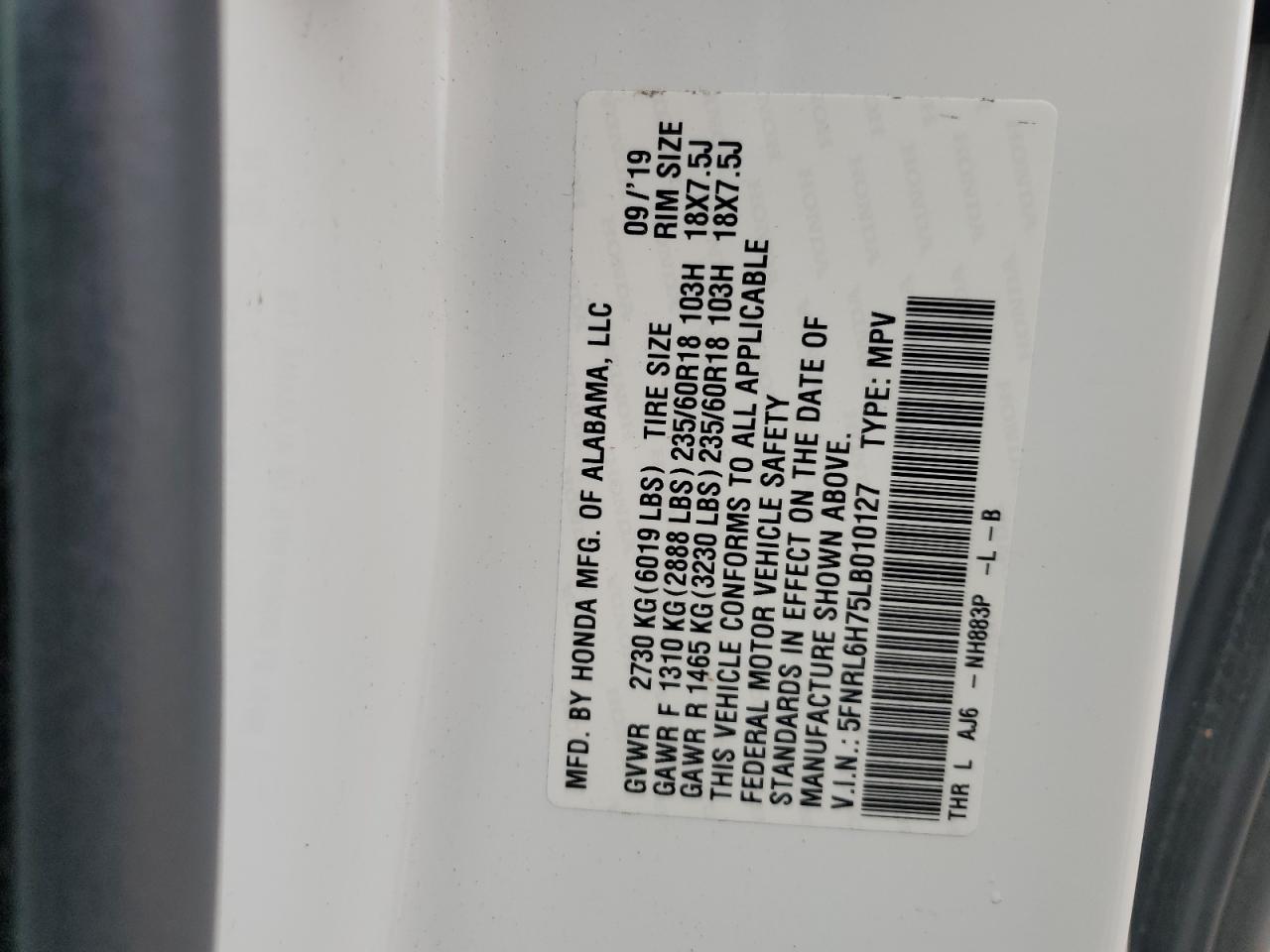 2020 Honda Odyssey Exl VIN: 5FNRL6H75LB010127 Lot: 82312615