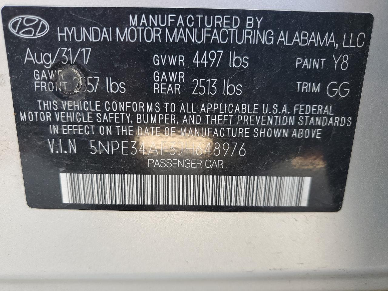 2018 Hyundai Sonata Sport VIN: 5NPE34AF3JH648976 Lot: 82361165