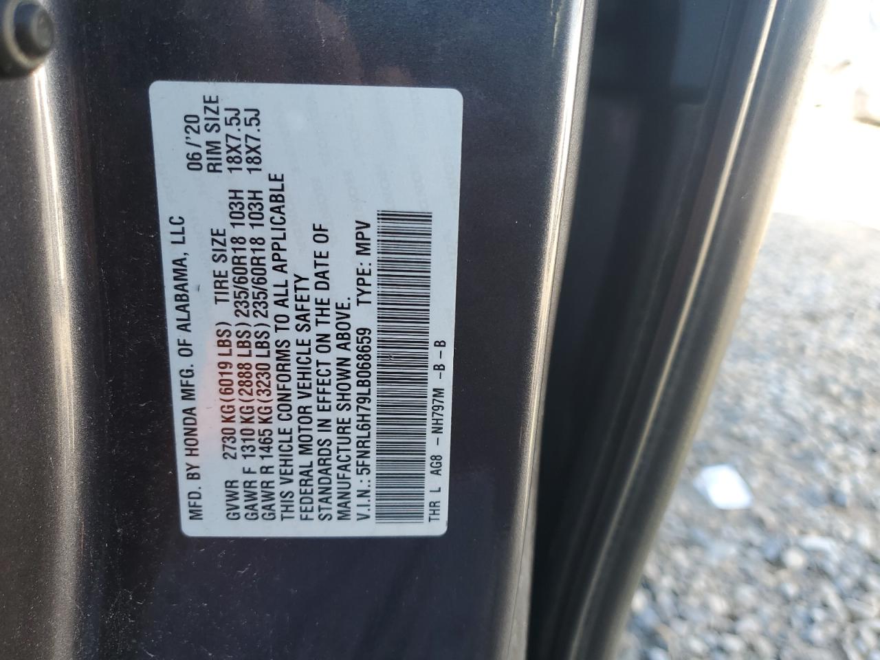 2020 Honda Odyssey Exl VIN: 5FNRL6H79LB068659 Lot: 85650915