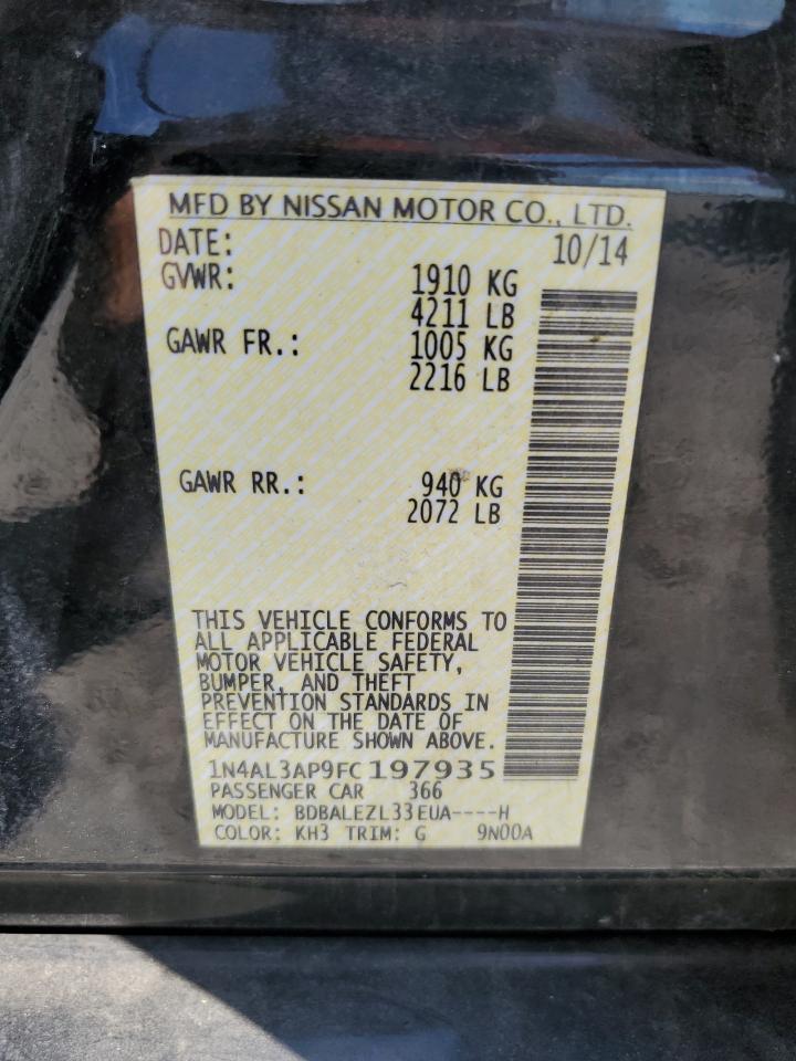 2015 Nissan Altima 2.5 VIN: 1N4AL3AP9FC197935 Lot: 85939825