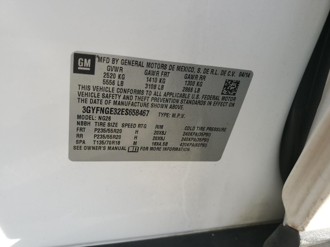 2014 Cadillac Srx Premium Collection VIN: 3GYFNGE32ES658467 Lot: 82778375