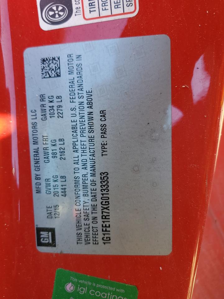 2016 Chevrolet Camaro Ss VIN: 1G1FE1R7XG0133353 Lot: 80635645