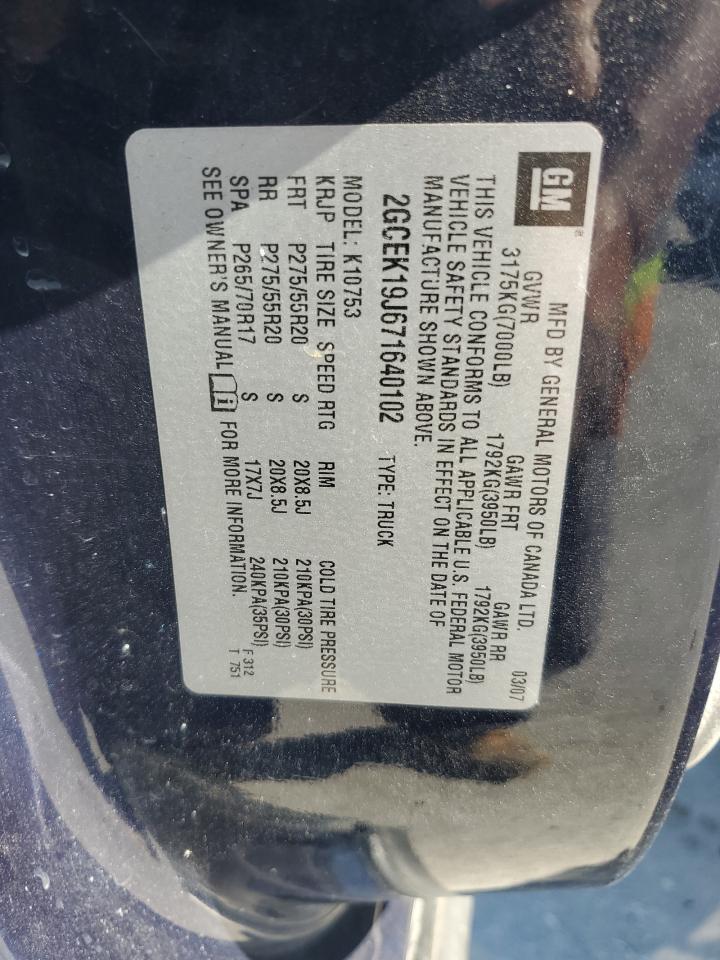 2007 Chevrolet Silverado K1500 VIN: 2GCEK19J671640102 Lot: 86302225