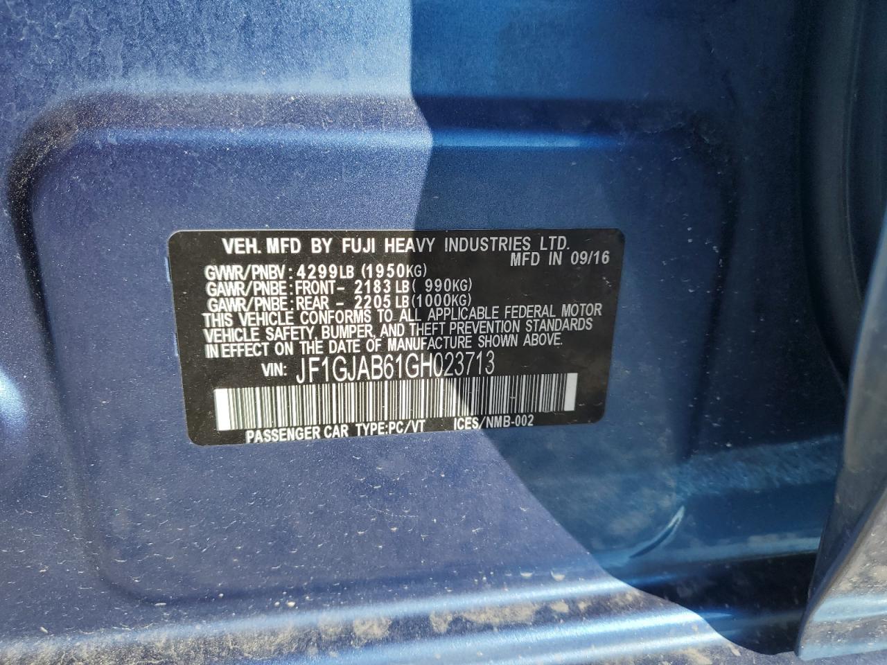 2016 Subaru Impreza Premium VIN: JF1GJAB61GH023713 Lot: 82765905