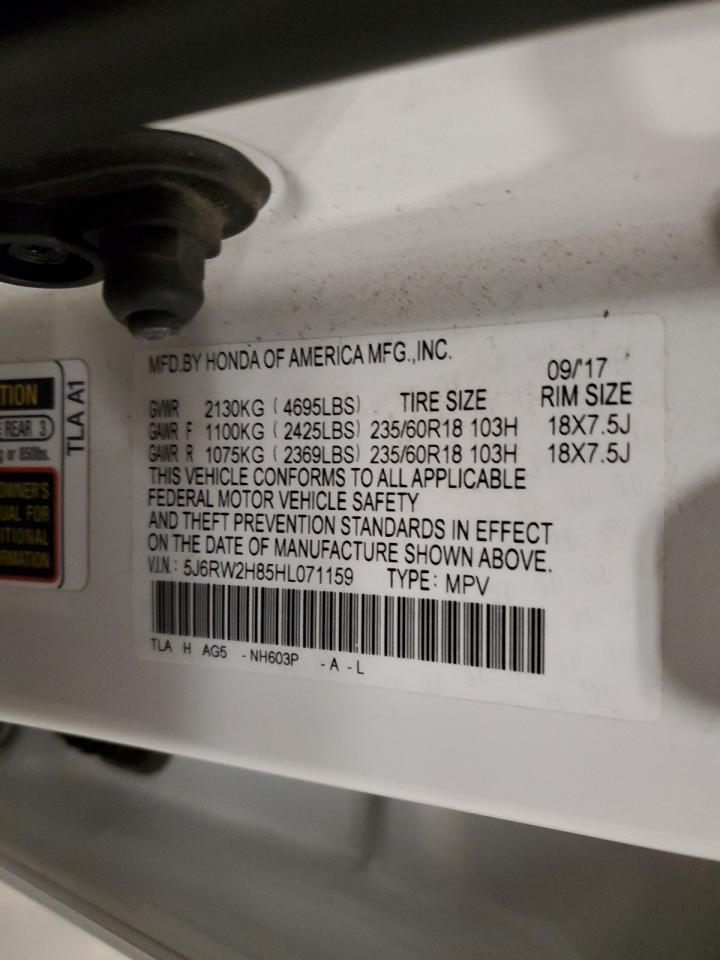 2017 Honda Cr-V Exl VIN: 5J6RW2H85HL071159 Lot: 86677075