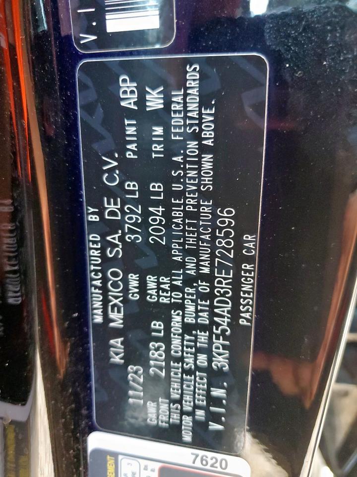 2024 Kia Forte Gt Line VIN: 3KPF54AD3RE728596 Lot: 86157115