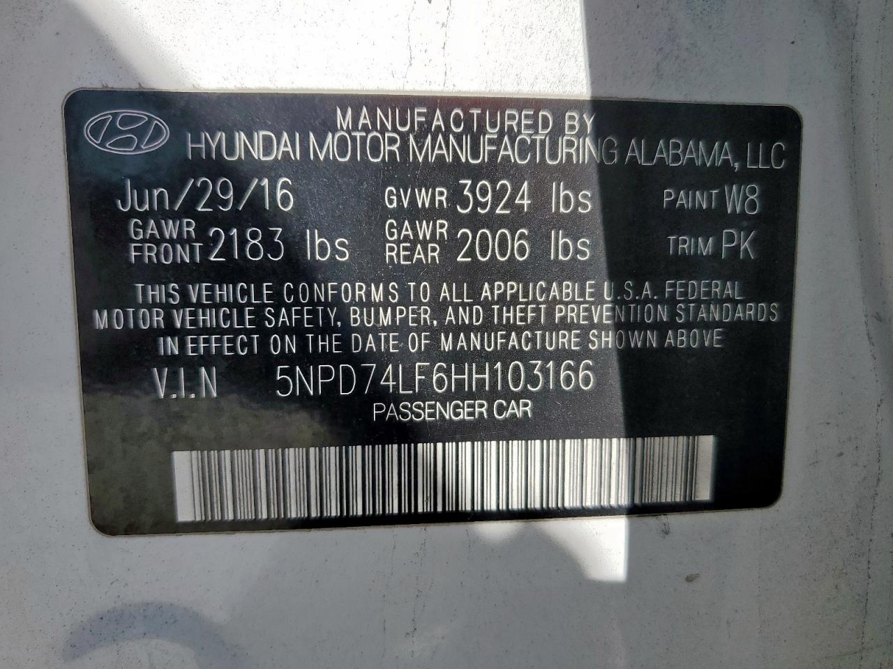 2017 Hyundai Elantra Se VIN: 5NPD74LF6HH103166 Lot: 90638525