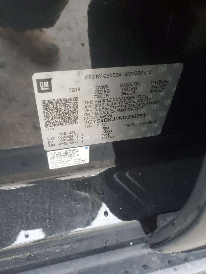 2019 Cadillac Escalade Luxury VIN: 1GYS4BKJ0KR290781 Lot: 90435895