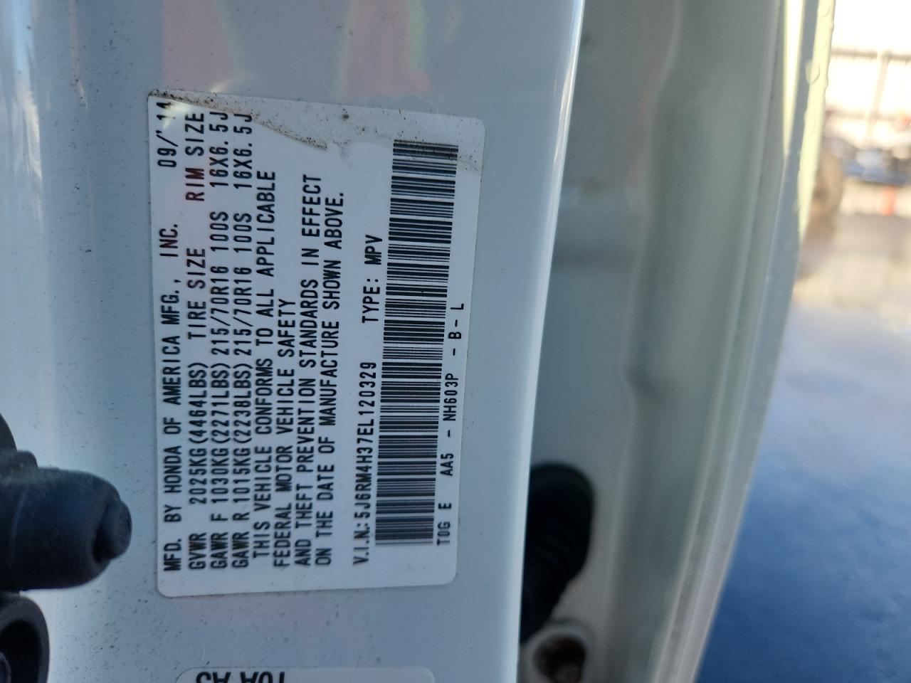 2014 Honda Cr-V Lx VIN: 5J6RM4H37EL120329 Lot: 87394415