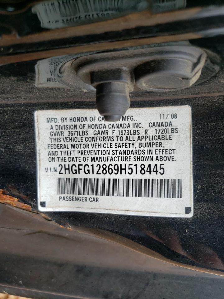 2009 Honda Civic Ex VIN: 2HGFG12869H518445 Lot: 90350475
