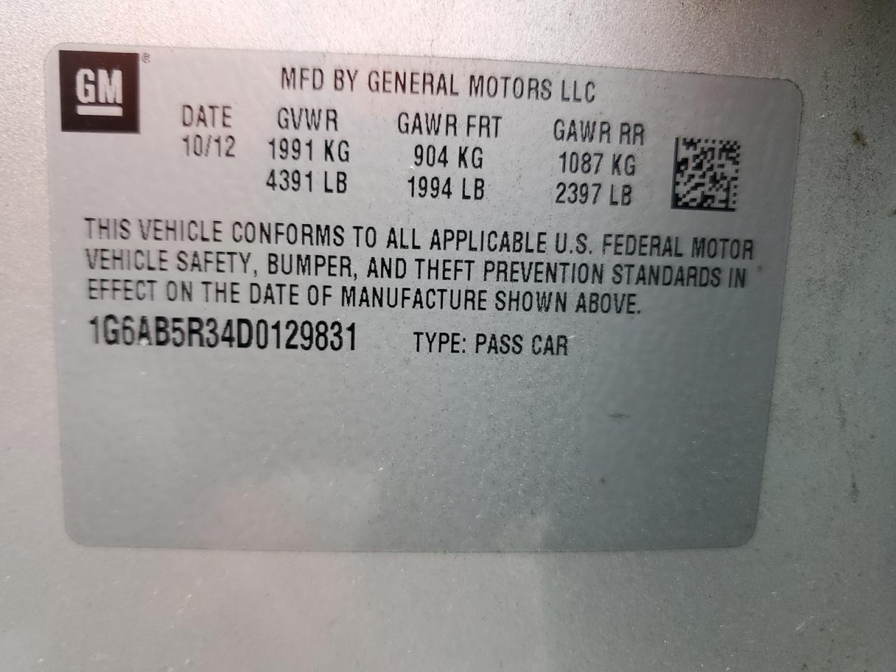 2013 Cadillac Ats Luxury VIN: 1G6AB5R34D0129831 Lot: 90475715