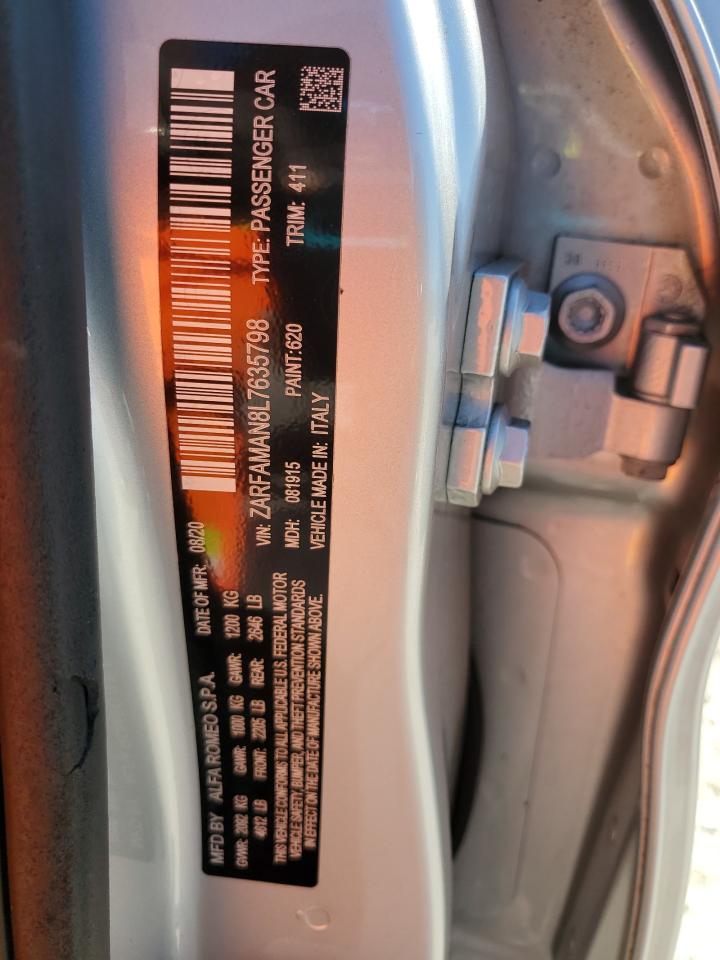 2020 Alfa Romeo Giulia VIN: ZARFAMAN8L7635798 Lot: 90653805