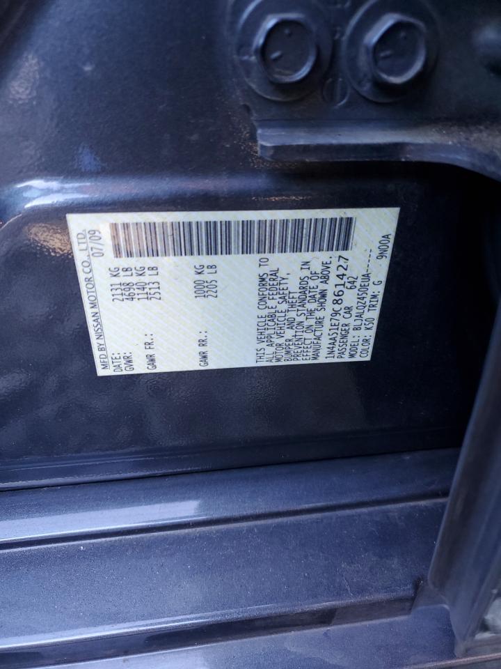 2009 Nissan Maxima S VIN: 1N4AA51E79C861427 Lot: 84465925