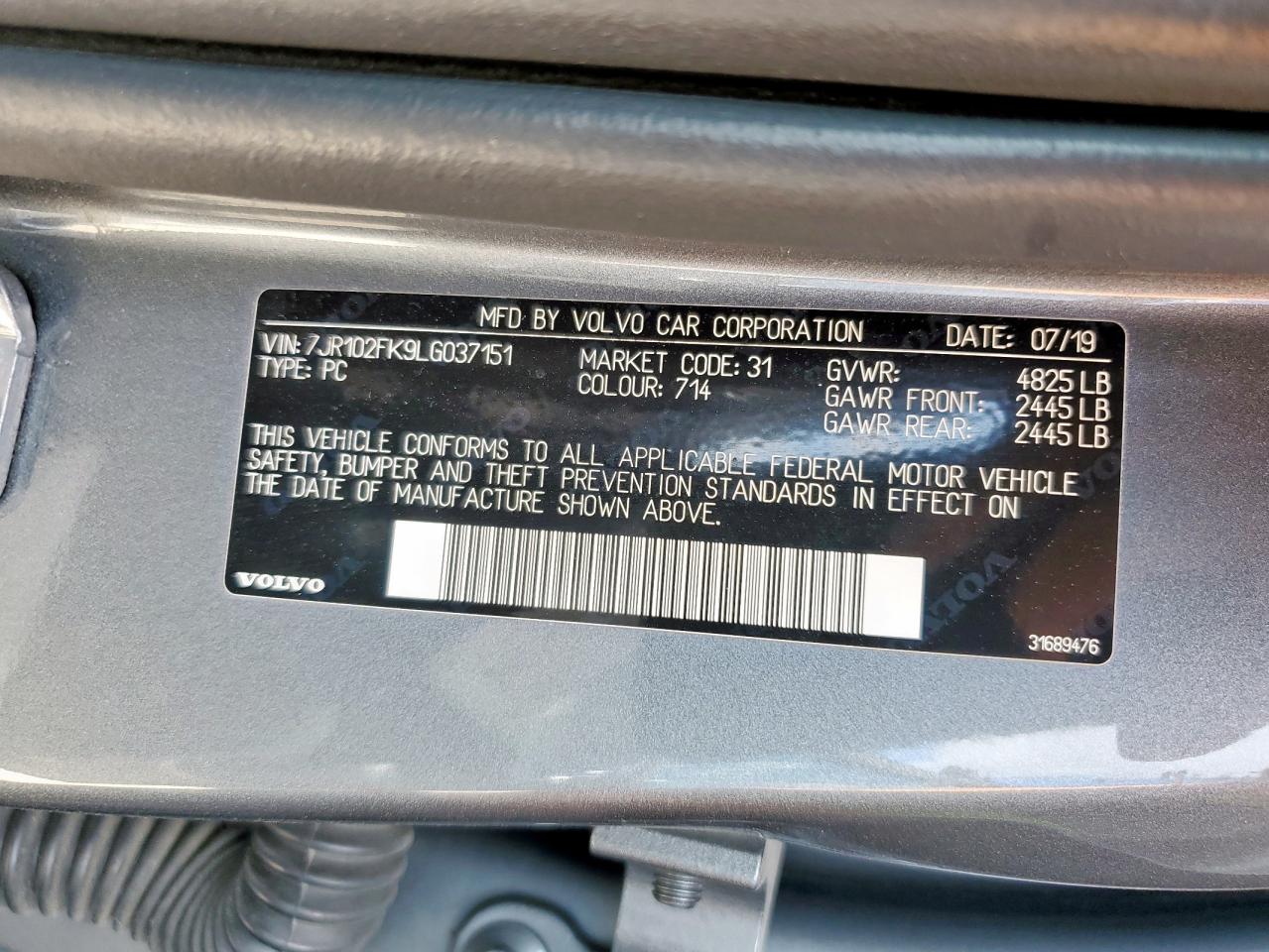 2020 Volvo S60 T5 Momentum VIN: 7JR102FK9LG037151 Lot: 84633465