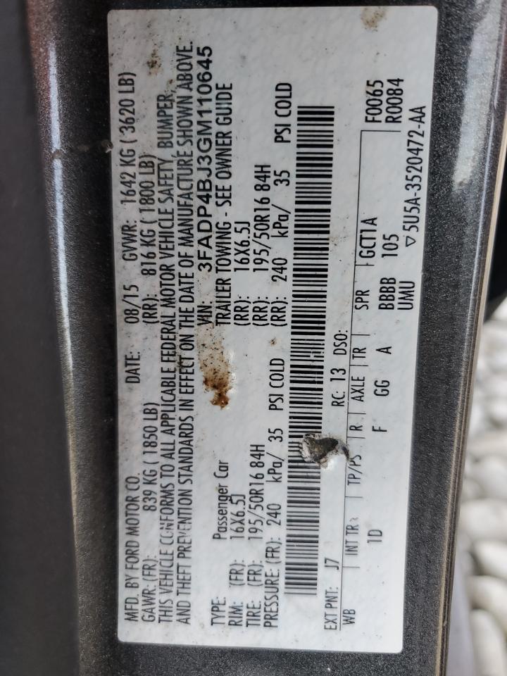 2016 Ford Fiesta Se VIN: 3FADP4BJ3GM110645 Lot: 85519445