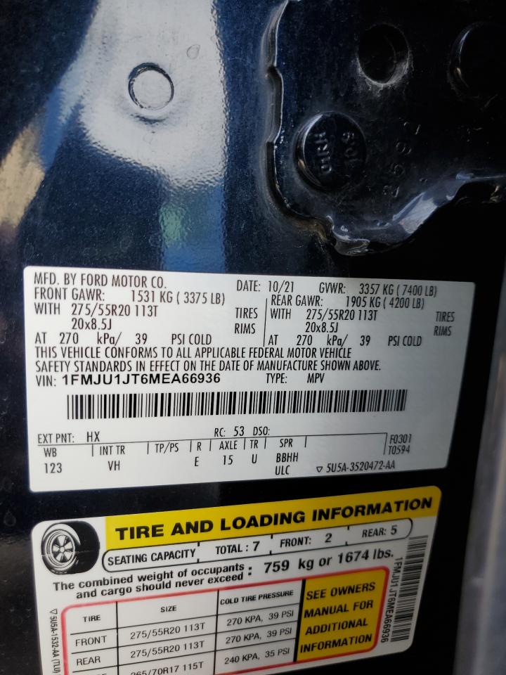 2021 Ford Expedition Xlt VIN: 1FMJU1JT6MEA66936 Lot: 85550175