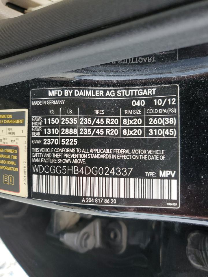 2013 Mercedes-Benz Glk 350 VIN: WDCGG5HB4DG024337 Lot: 85326795