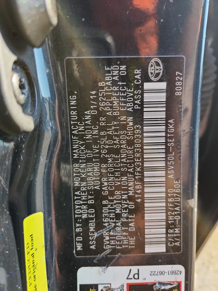 2014 Toyota Camry L VIN: 4T4BF1FK3ER380393 Lot: 82085065